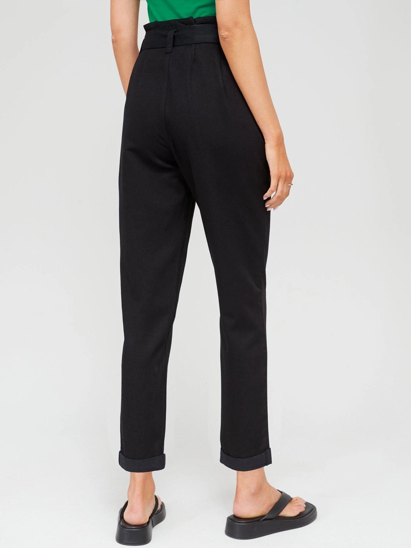 V By Very Paperbag Soft Touch Trousers - Black 4 V By Very Paperbag Soft Touch Trousers - Black - Image 2