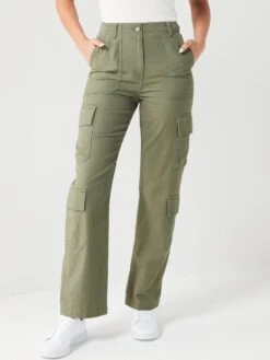 V By Very Utility Pocket Straight Leg Trousers - Khaki