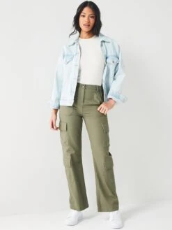 V By Very Utility Pocket Straight Leg Trousers - Khaki -RIVE IS Clothing Shop VETEX SQ3 0000000058 KHAKI MDo