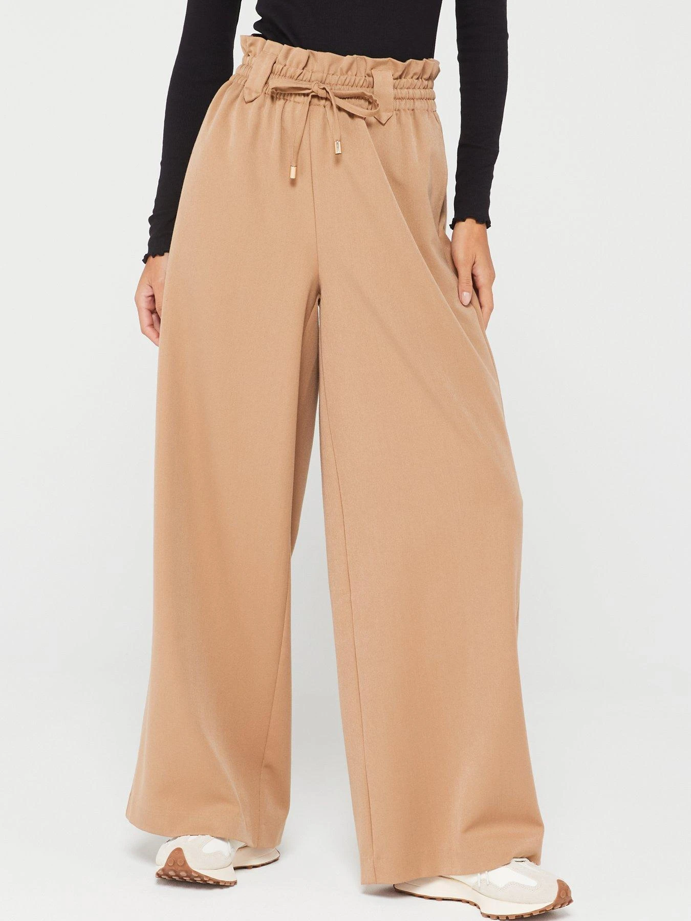 V By Very Elasticated Waist Wide Leg Trousers - Nude 3 V By Very Elasticated Waist Wide Leg Trousers - Nude