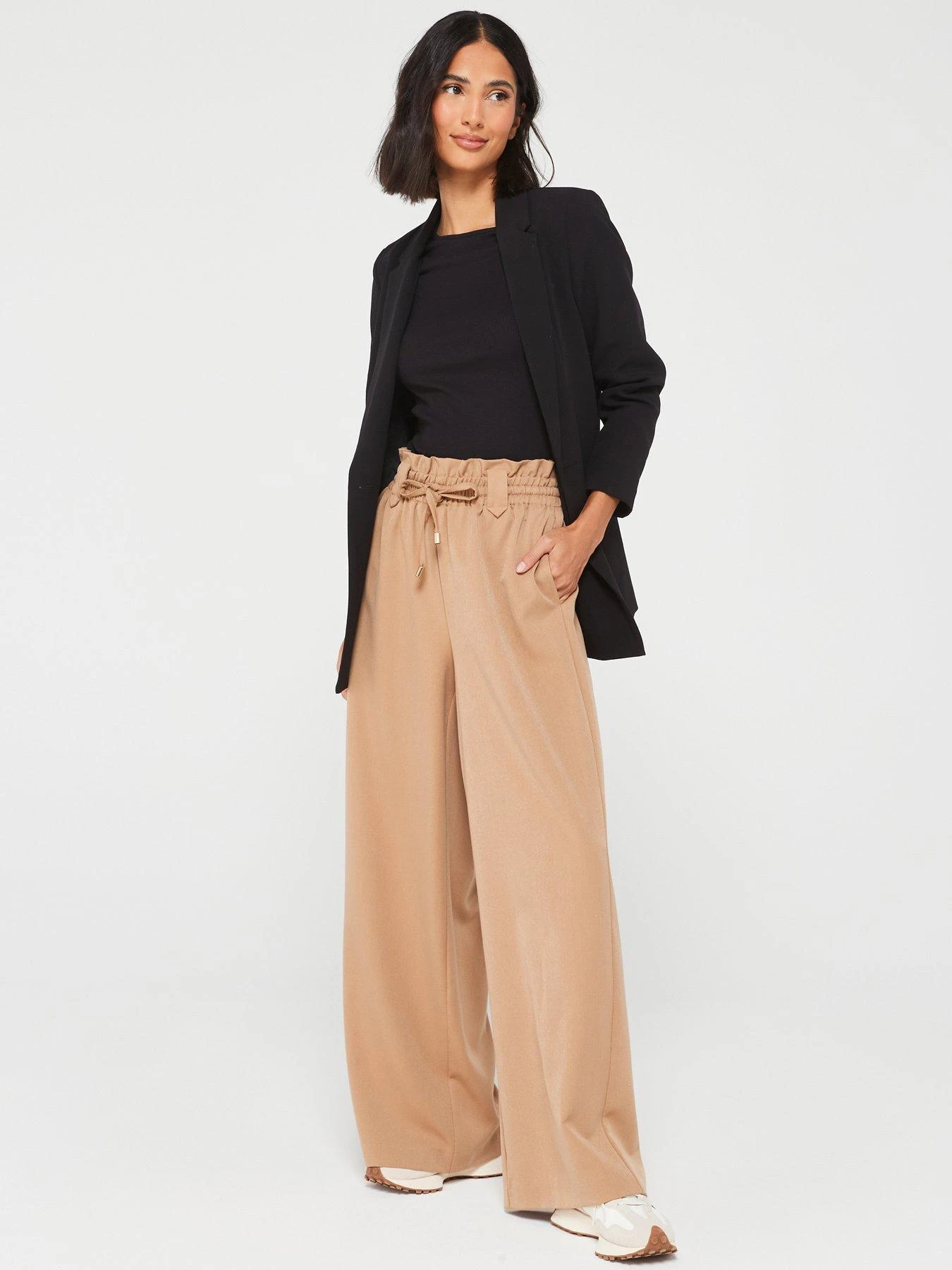 V By Very Elasticated Waist Wide Leg Trousers - Nude 5 V By Very Elasticated Waist Wide Leg Trousers - Nude - Image 3