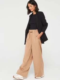 V By Very Elasticated Waist Wide Leg Trousers - Nude 12 V By Very Elasticated Waist Wide Leg Trousers - Nude -RIVE IS Clothing Shop VEY7P SQ5 0000000159 NUDE MDd1