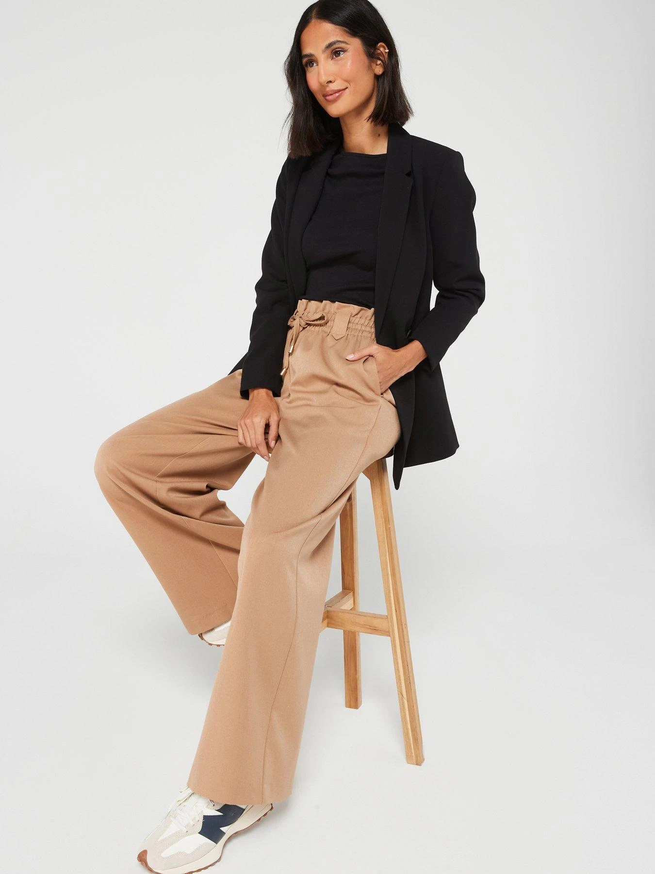 V By Very Elasticated Waist Wide Leg Trousers - Nude 8 V By Very Elasticated Waist Wide Leg Trousers - Nude - Image 6