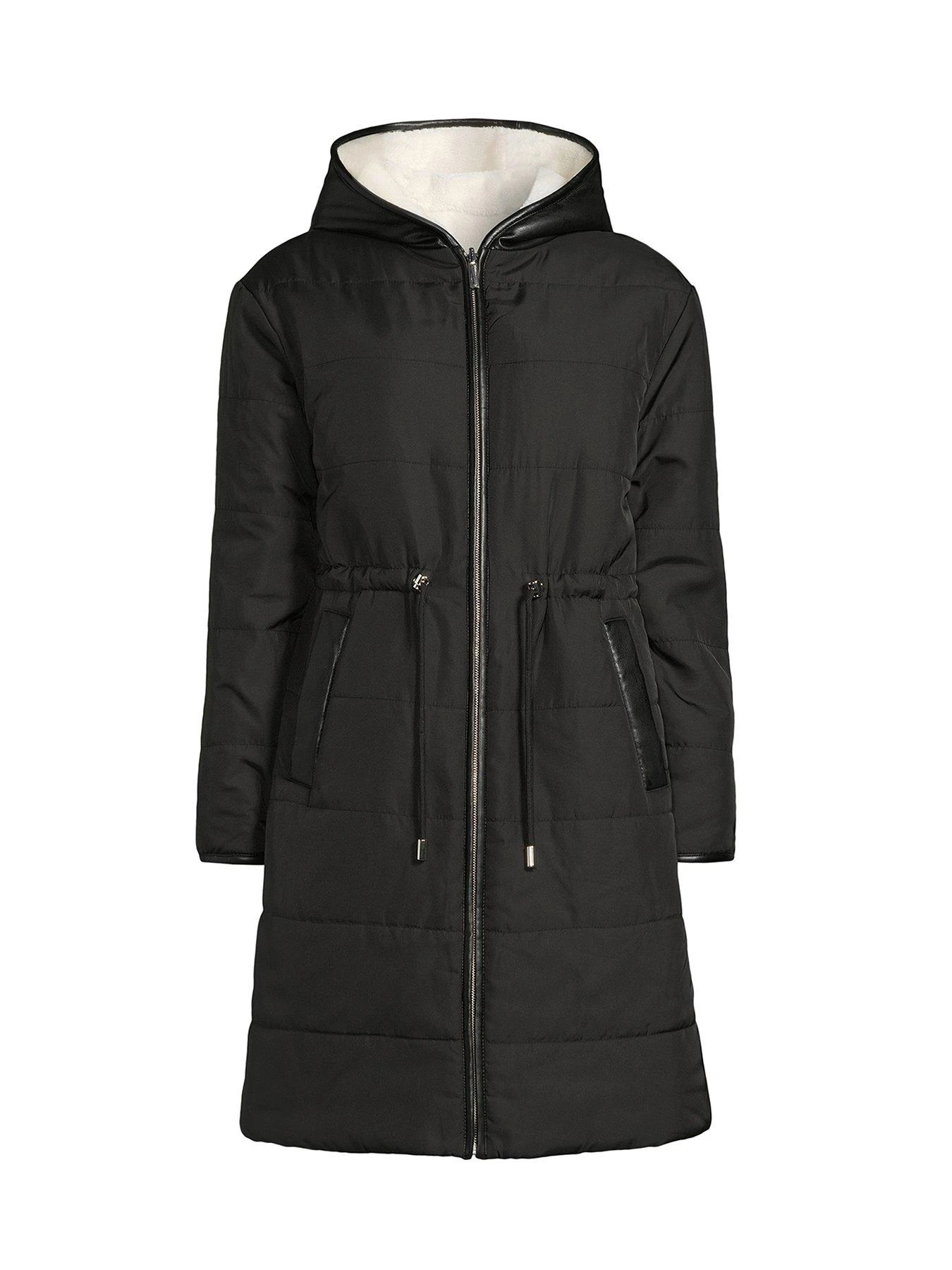 Michelle Keegan Reversible Teddy Longline Coat - Black 6 Michelle Keegan Reversible Teddy Longline Coat - Black - Image 4