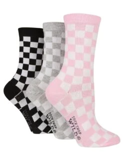 Wild Feet Checkerboard Socks 3 Pack - Multi