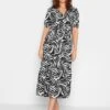 Long Tall Sally Tall Marble Print Tiered Midi Dress - Black