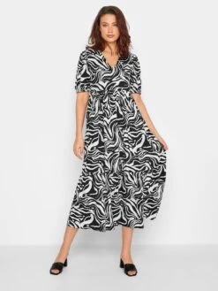 Long Tall Sally Tall Marble Print Tiered Midi Dress - Black -RIVE IS Clothing Shop VFGKC SQ3 0000000004 BLACK MDo