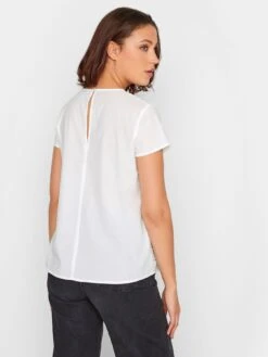 Long Tall Sally Tall White Broderie Panel Tee -RIVE IS Clothing Shop VFGL7 SQ2 0000000013 WHITE MDb