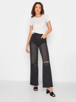 Long Tall Sally Tall White Broderie Panel Tee -RIVE IS Clothing Shop VFGL7 SQ3 0000000013 WHITE MDo