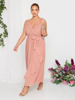 Yours Curve Occasion Ruffle Wrap Maxi Dress - Pink -RIVE IS Clothing Shop VFGNO SQ3 0000000063 PINK MDo