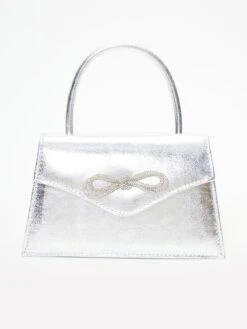 Quiz Shimmer Diamante Bow Mini Tote Bag