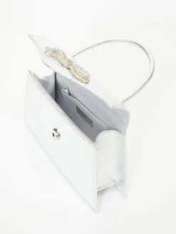 Quiz Shimmer Diamante Bow Mini Tote Bag -RIVE IS Clothing Shop VFMFY SQ5 0000000035 SILVER SLi