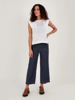 Monsoon Harper Crop Wide Leg Pull On Jean Reg - Blue -RIVE IS Clothing Shop VFU2O SQ3 0000000020 BLUE MDo