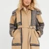 BOSS Casita Premium Houndstooth Short Trench Coat - Beige -RIVE IS Clothing Shop VFU3L SQ1 0000000108 BEIGE MDf