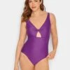 Long Tall Sally Purple Twist Cut Out Swimsuit