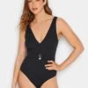 Long Tall Sally Black Belted Textured Swimsuit 1 Long Tall Sally Black Belted Textured Swimsuit -RIVE IS Clothing Shop VG7I1 SQ1 0000000004 BLACK MDf