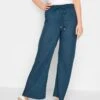 Long Tall Sally Cotton Slub Wide Leg Trouser 36" - Navy -RIVE IS Clothing Shop VG7KR SQ1 0000000020 BLUE MDf