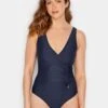 Long Tall Sally Navy Ruched Side Detail Swimsuit