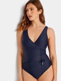 Long Tall Sally Navy Ruched Side Detail Swimsuit -RIVE IS Clothing Shop VG7LK SQ4 0000000020 BLUE MDd
