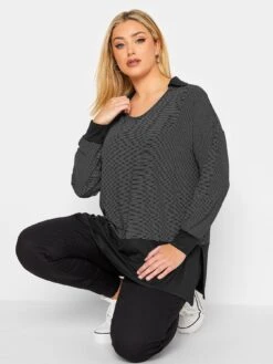 Yours Polo Neck Stripe Top - Black -RIVE IS Clothing Shop VG7N4 SQ4 0000000004 BLACK MDd