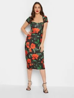 Long Tall Sally Poppy Short Sleeve Corset Dress - Black -RIVE IS Clothing Shop VG7OP SQ3 0000000004 BLACK MDo