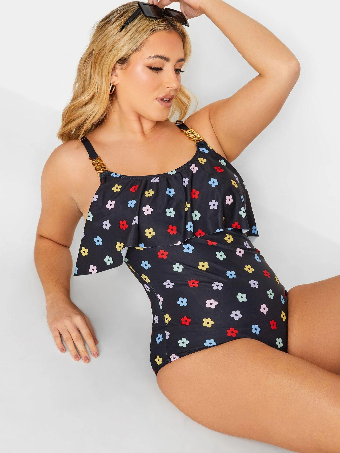 Yours Naïve Daisy Frill Chain Swimsuit - Black 6 Yours Naïve Daisy Frill Chain Swimsuit - Black - Image 4