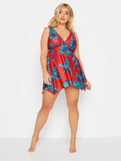 Yours Aruba Drawstring Shoulder Plunge Swimdress - Red -RIVE IS Clothing Shop VG7QH SQ3 0000000017 RED MDo