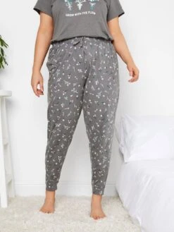 Yours Sketchy Floral Cuffed Pant - Grey