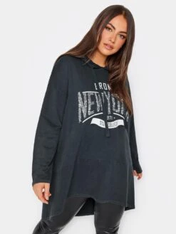 Yours Print Acid Wash Cotton Hoodie