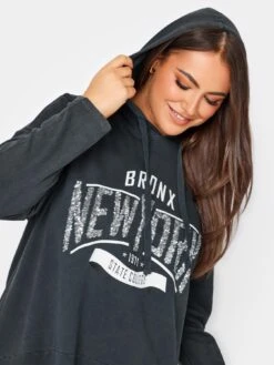 Yours Print Acid Wash Cotton Hoodie -RIVE IS Clothing Shop VG7RJ SQ4 0000000005 GREY MDd