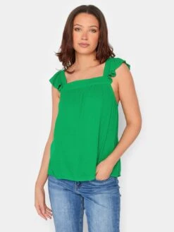 Long Tall Sally Cheese Cloth Frill Top - Green