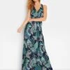 Long Tall Sally Blue V Neck Floral Maxi Dress