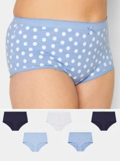 Yours 5 Pack Polka Dot Full Brief - Blue Multi