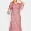 Yours Luxe V Neck Angel Sleeve Maxi - Pink -RIVE IS Clothing Shop VG9BZ SQ1 0000000063 PINK MDf