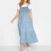 Long Tall Sally Denim Shirred Tiered Dress - Blue -RIVE IS Clothing Shop VG9CH SQ1 0000000020 BLUE MDf