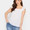 Long Tall Sally Cheese Cloth Frill Top - White