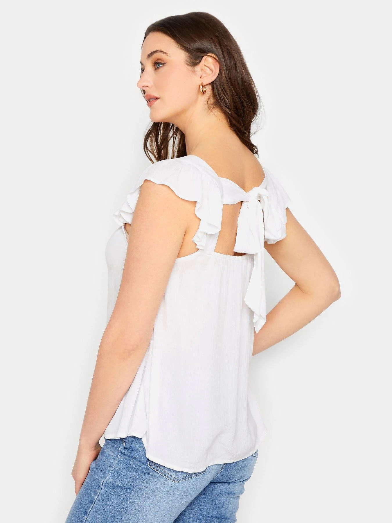 Long Tall Sally Cheese Cloth Frill Top - White 4 Long Tall Sally Cheese Cloth Frill Top - White - Image 2