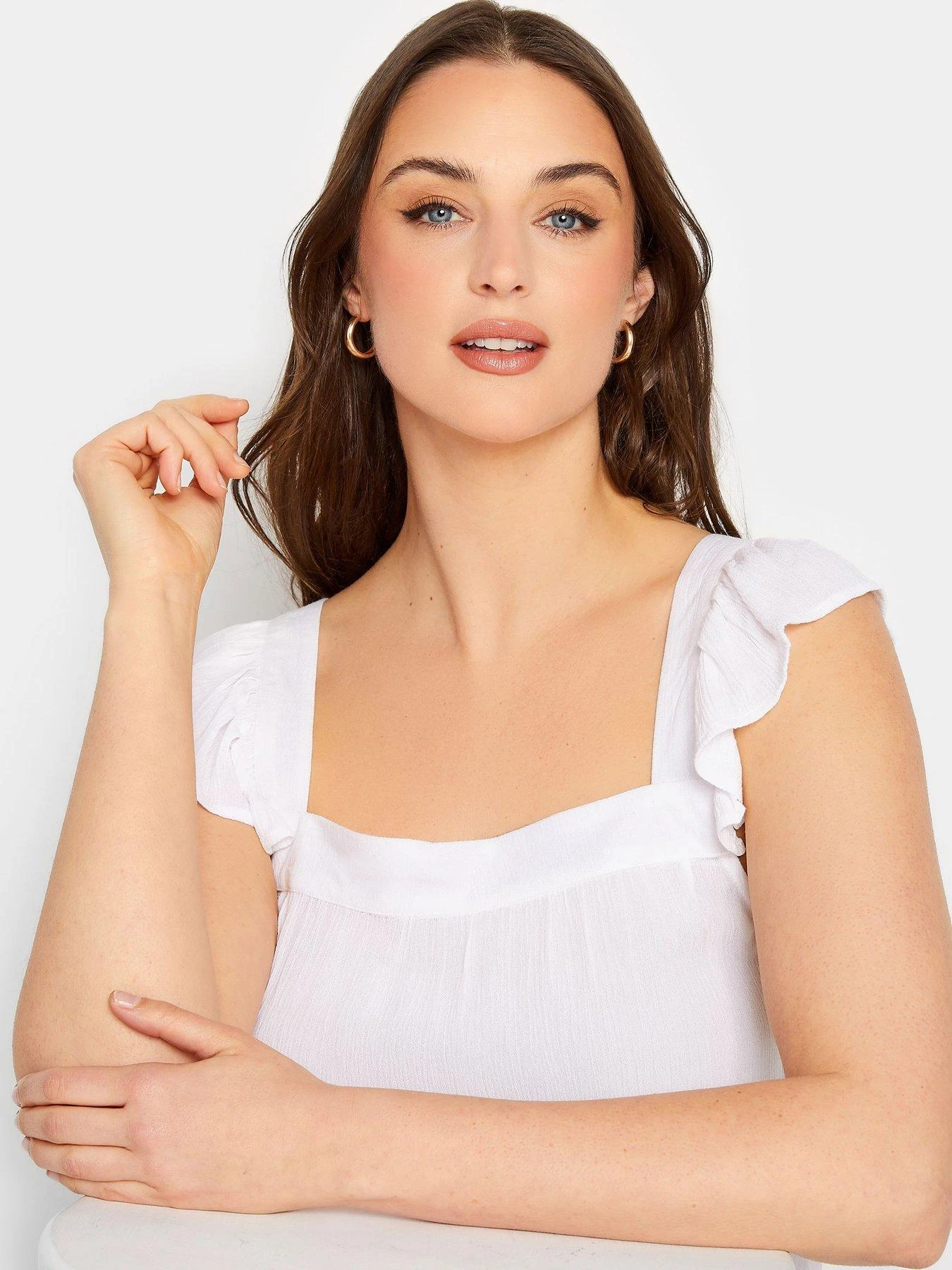 Long Tall Sally Cheese Cloth Frill Top - White 6 Long Tall Sally Cheese Cloth Frill Top - White - Image 4