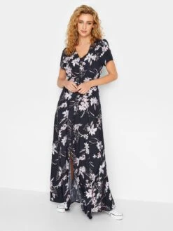 Long Tall Sally Lily Print Button Maxi Dress - Blue -RIVE IS Clothing Shop VG9FZ SQ3 0000000020 BLUE MDo