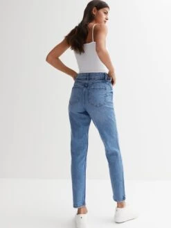 New Look Bright Blue Waist Enhance Tori Mom Jeans -RIVE IS Clothing Shop VGL38 SQ2 0000000020 BLUE MDb