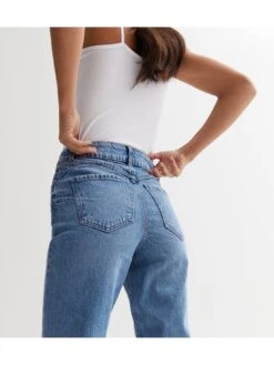 New Look Bright Blue Waist Enhance Tori Mom Jeans -RIVE IS Clothing Shop VGL38 SQ4 0000000020 BLUE MDd