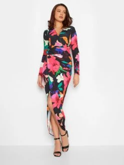 Long Tall Sally Floral Print Wrap Dress -RIVE IS Clothing Shop VGZY3 SQ3 0000000004 BLACK MDo