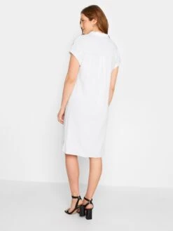 Long Tall Sally White Linen Button Through Dress -RIVE IS Clothing Shop VH005 SQ2 0000000013 WHITE MDb