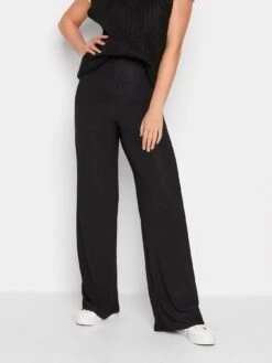 Long Tall Sally Wide Leg Palazzo Jersey Trouser 34in - Black
