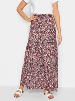 Long Tall Sally Long Long Tall Sally Sally Pink Ditsy Tiered Maxi Skirt