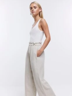 RI Petite Petite Linen Trouser - Beige 9 RI Petite Petite Linen Trouser - Beige -RIVE IS Clothing Shop VH3MM SQ3 0000000005 GREY MDo