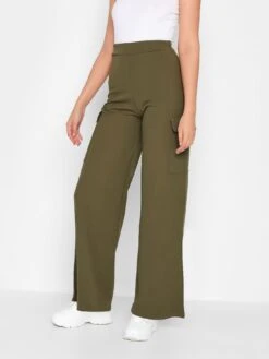 Long Tall Sally Khaki Cargo Wide Leg Trouser 34 Inch