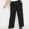 Yours Linen Blend Wide Trouser Black 1 Yours Linen Blend Wide Trouser Black -RIVE IS Clothing Shop VHA25 SQ1 0000000004 BLACK MDf