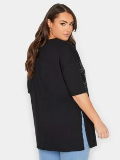 Yours Embellished Slogan T-Shirt - Black -RIVE IS Clothing Shop VHA2Y SQ2 0000000004 BLACK MDb