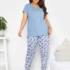 Yours Never Stop Short Sleeve Cuffed Pyjama Set - Blue